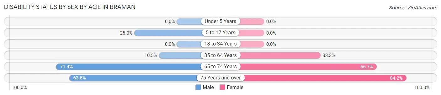 Disability Status by Sex by Age in Braman