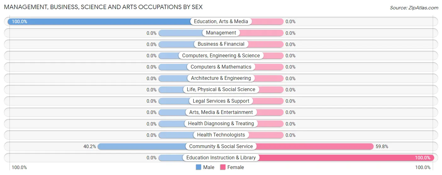 Management, Business, Science and Arts Occupations by Sex in Brush Creek