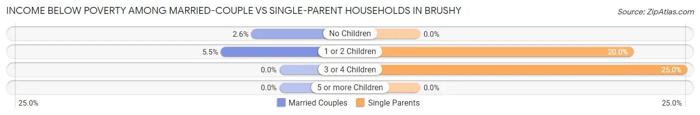 Income Below Poverty Among Married-Couple vs Single-Parent Households in Brushy