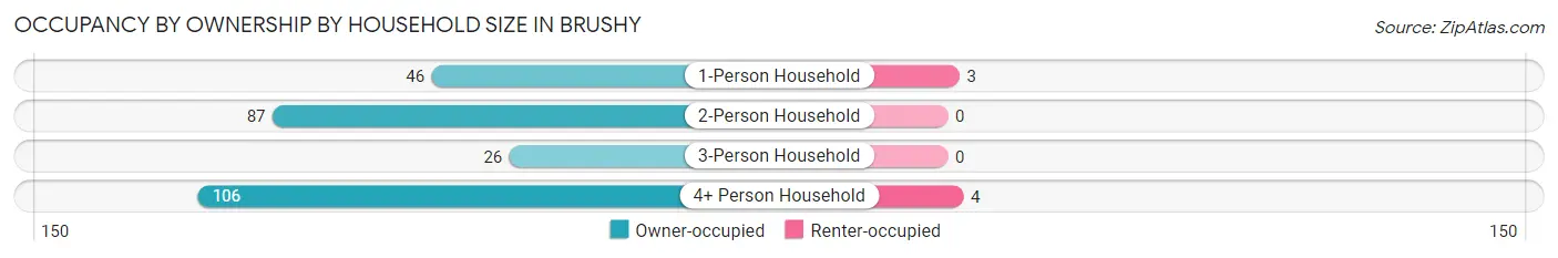 Occupancy by Ownership by Household Size in Brushy