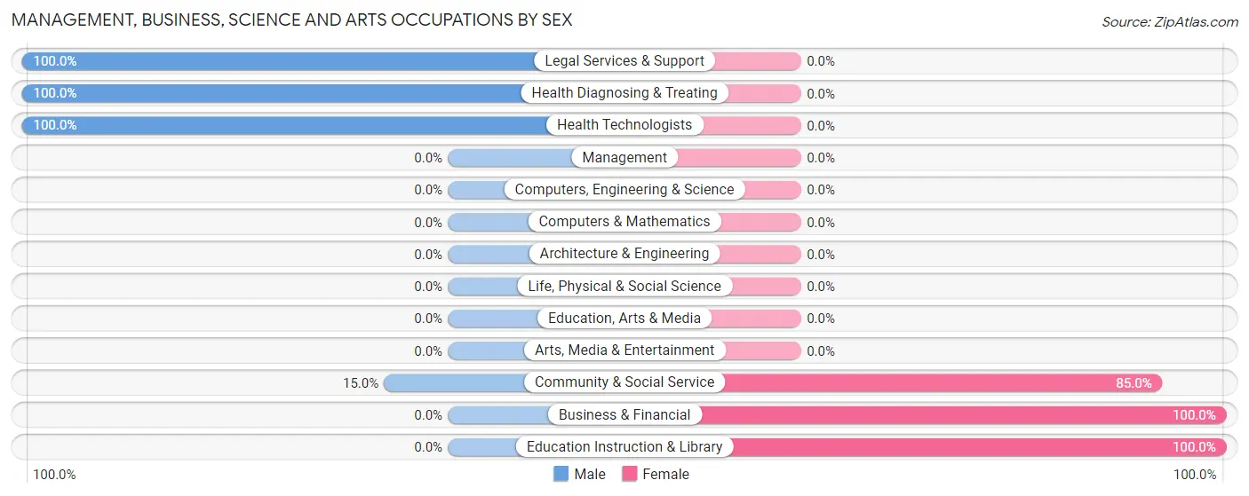Management, Business, Science and Arts Occupations by Sex in Bug Tussle