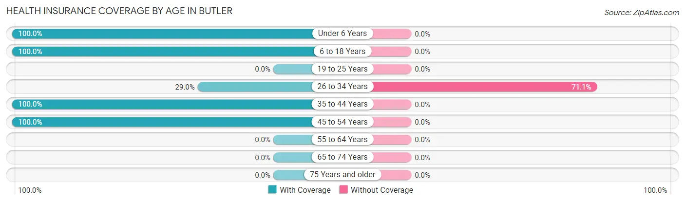 Health Insurance Coverage by Age in Butler