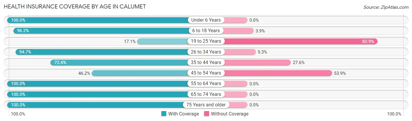 Health Insurance Coverage by Age in Calumet