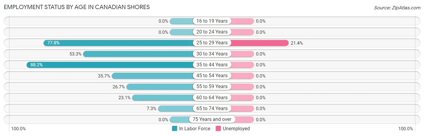 Employment Status by Age in Canadian Shores