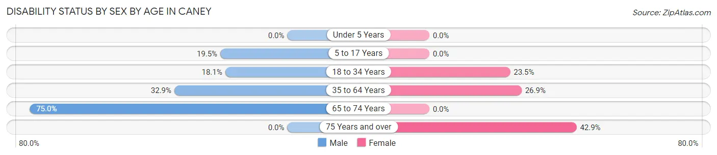 Disability Status by Sex by Age in Caney