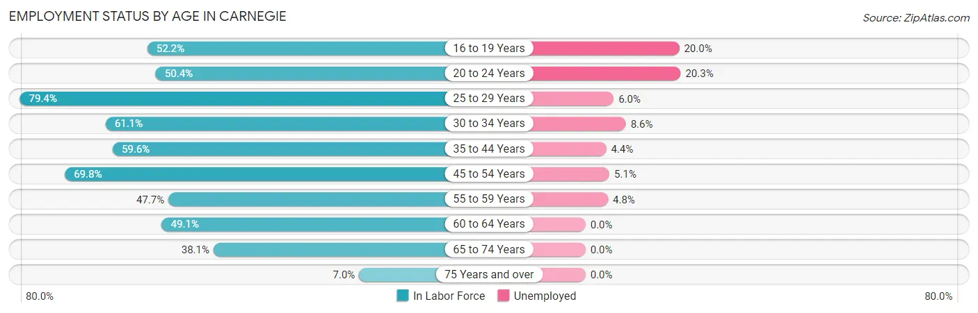 Employment Status by Age in Carnegie