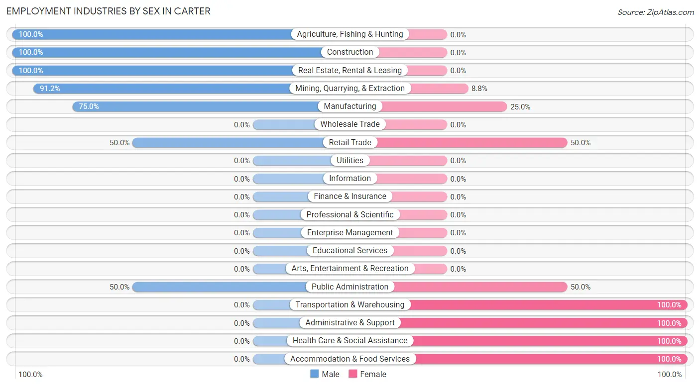 Employment Industries by Sex in Carter