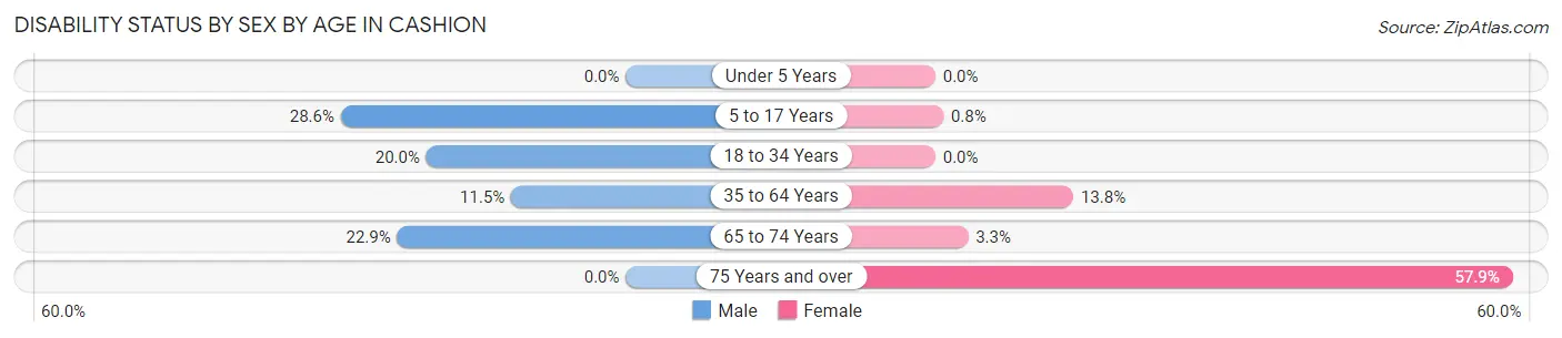 Disability Status by Sex by Age in Cashion