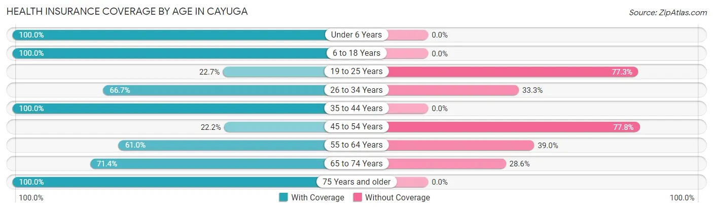 Health Insurance Coverage by Age in Cayuga