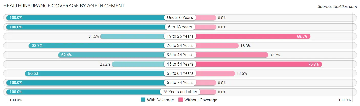 Health Insurance Coverage by Age in Cement