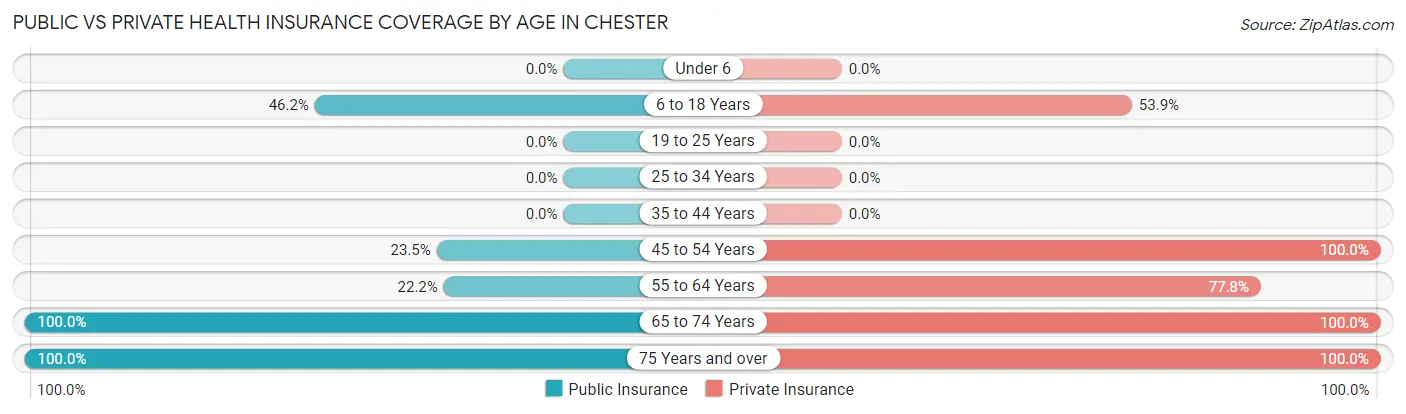 Public vs Private Health Insurance Coverage by Age in Chester