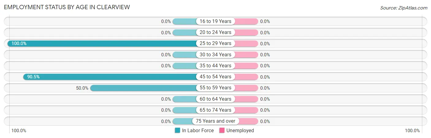 Employment Status by Age in Clearview