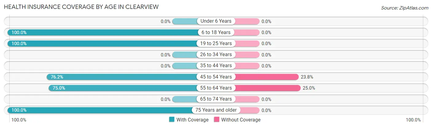 Health Insurance Coverage by Age in Clearview