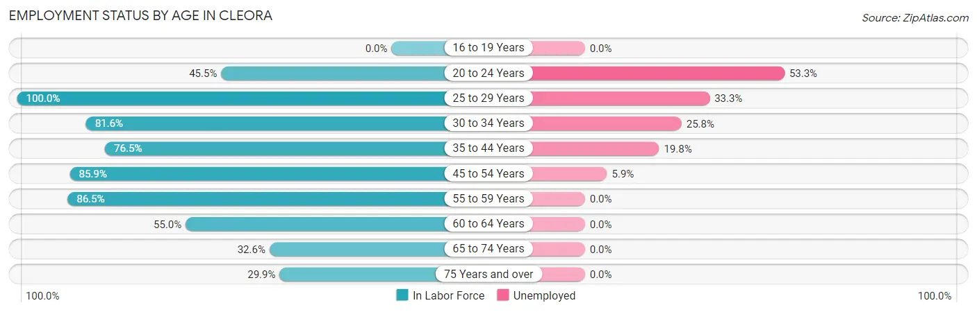 Employment Status by Age in Cleora