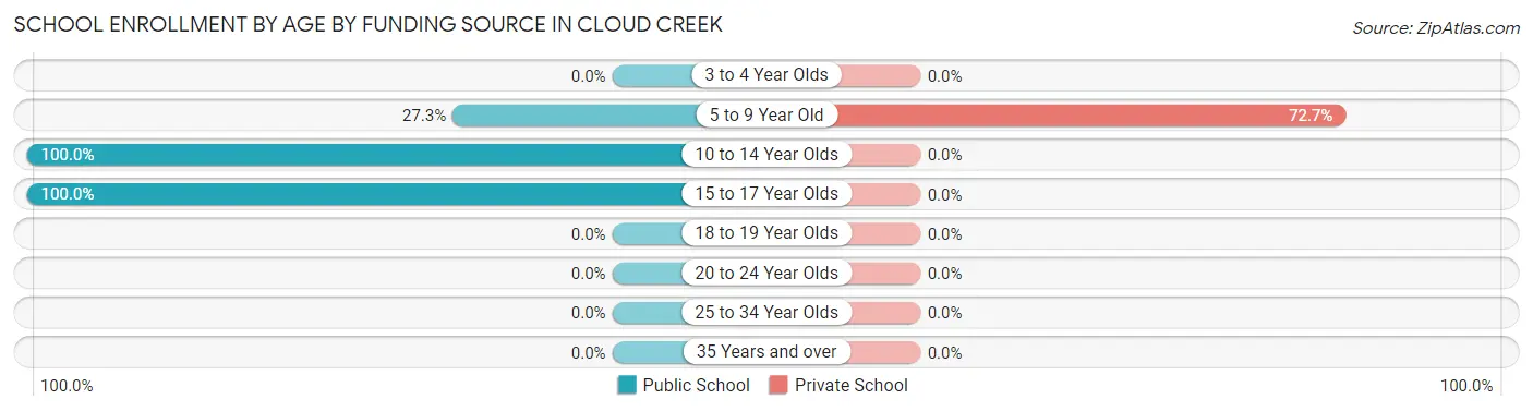 School Enrollment by Age by Funding Source in Cloud Creek