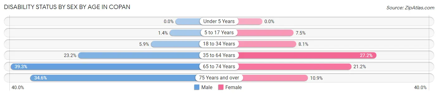 Disability Status by Sex by Age in Copan
