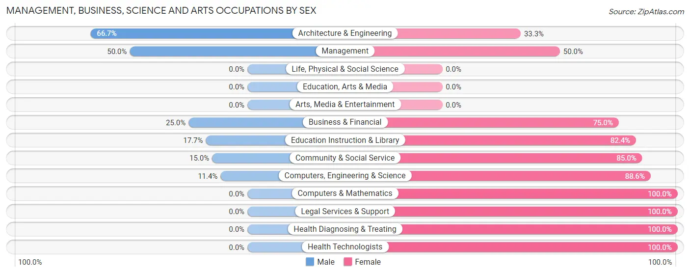 Management, Business, Science and Arts Occupations by Sex in Copan
