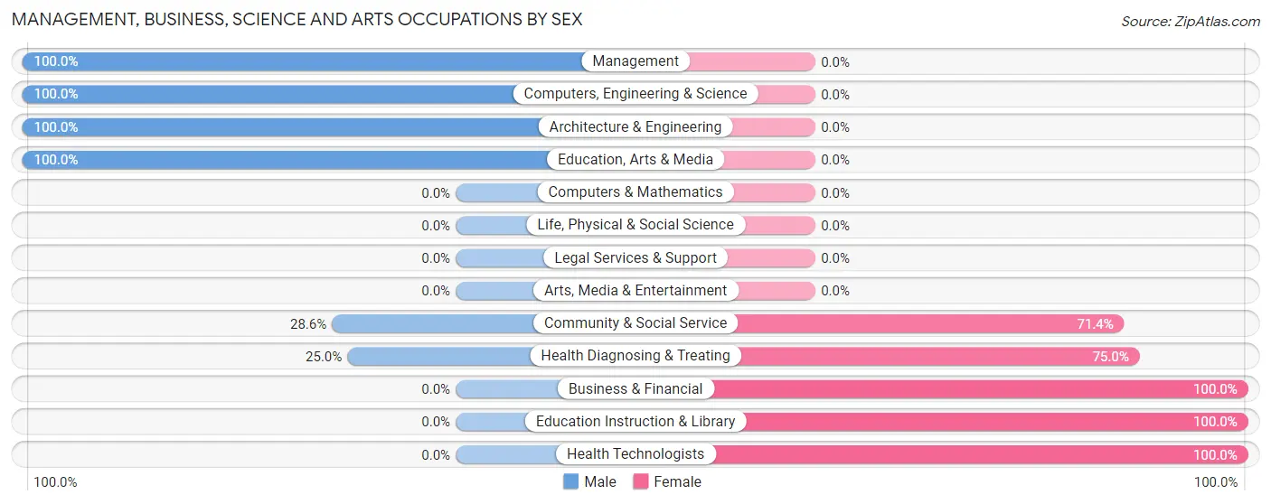 Management, Business, Science and Arts Occupations by Sex in Custer City