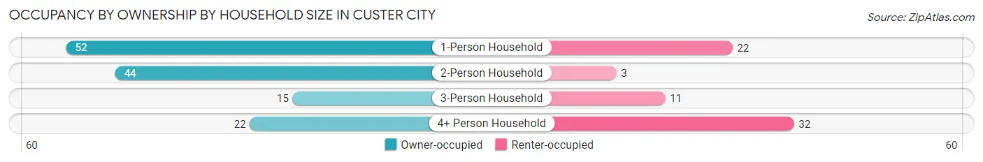 Occupancy by Ownership by Household Size in Custer City