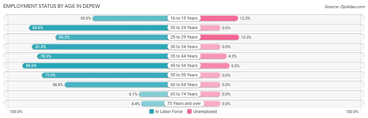 Employment Status by Age in Depew
