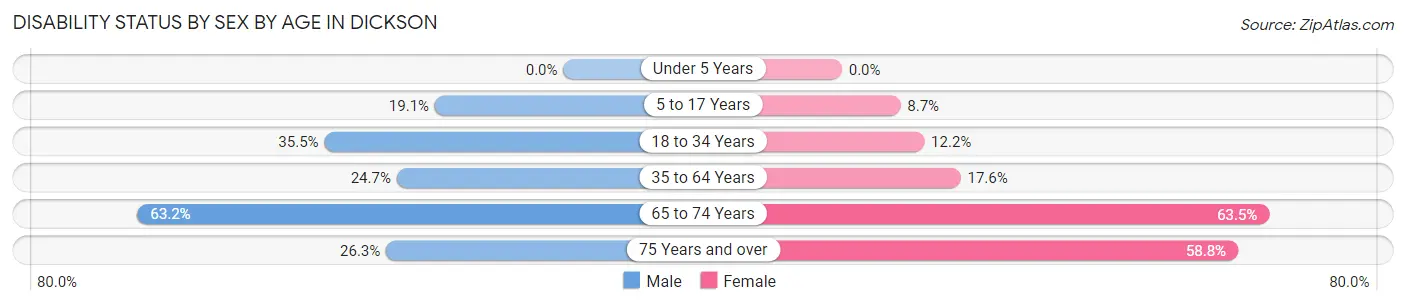 Disability Status by Sex by Age in Dickson