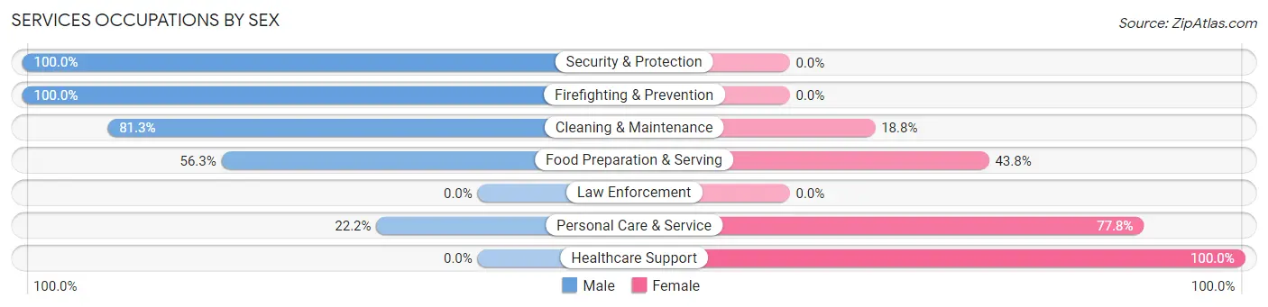Services Occupations by Sex in Dickson