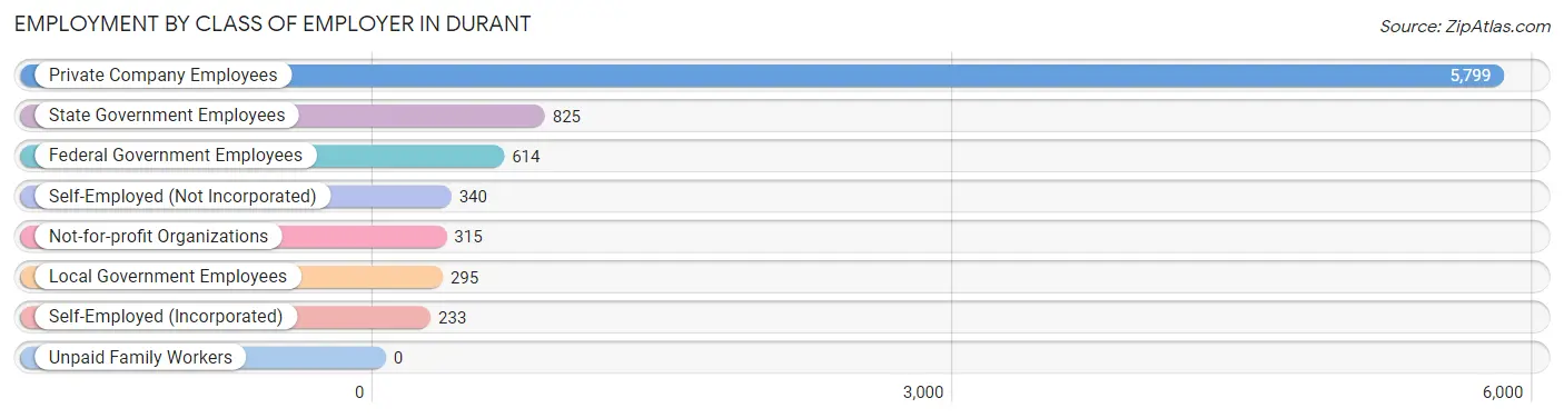 Employment by Class of Employer in Durant