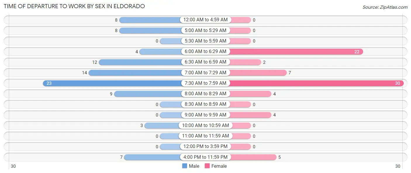 Time of Departure to Work by Sex in Eldorado