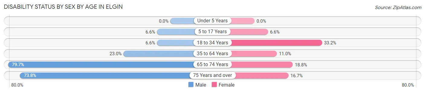 Disability Status by Sex by Age in Elgin