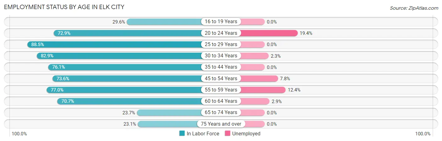 Employment Status by Age in Elk City