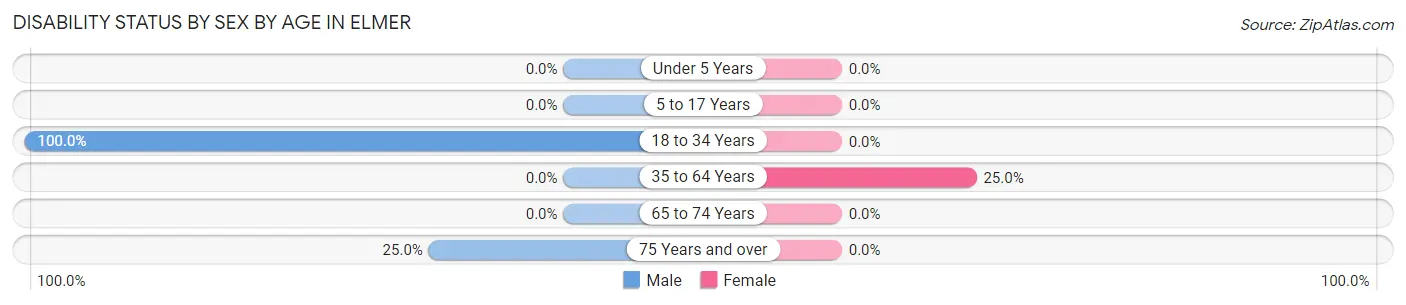 Disability Status by Sex by Age in Elmer