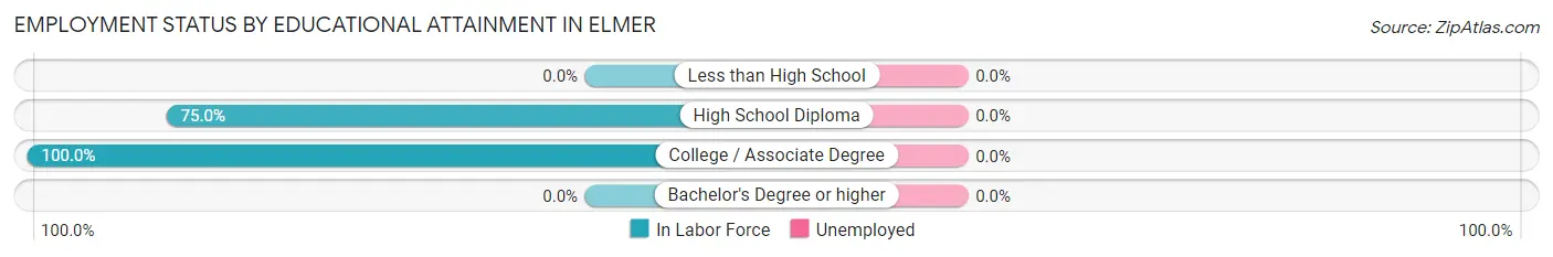 Employment Status by Educational Attainment in Elmer