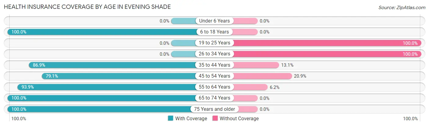 Health Insurance Coverage by Age in Evening Shade