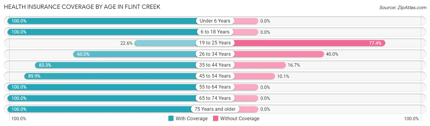 Health Insurance Coverage by Age in Flint Creek