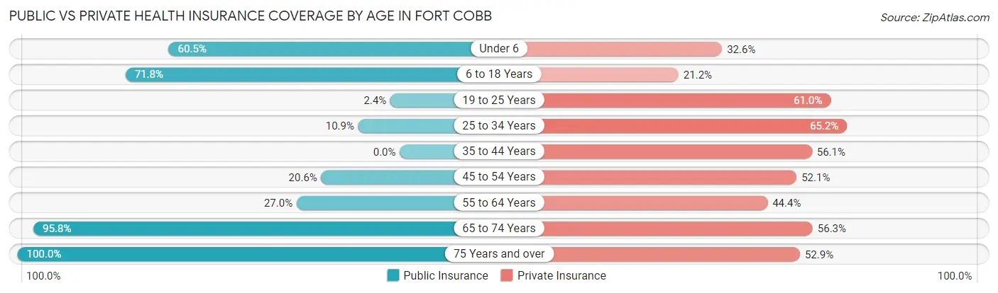 Public vs Private Health Insurance Coverage by Age in Fort Cobb