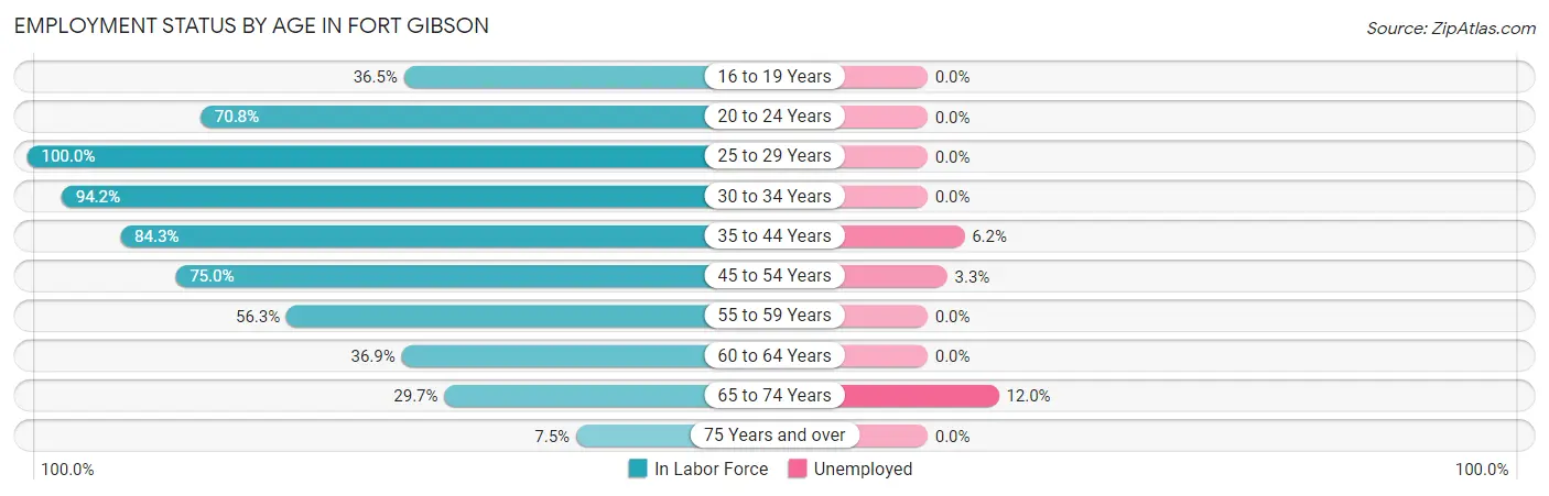 Employment Status by Age in Fort Gibson