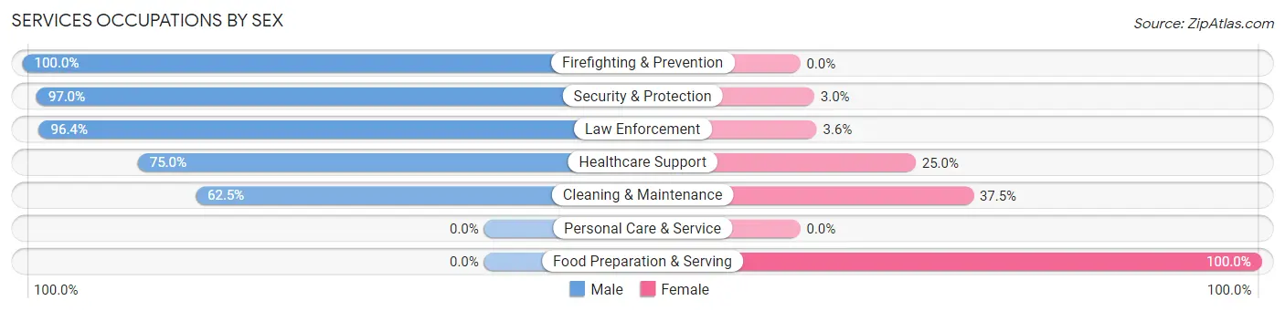 Services Occupations by Sex in Granite