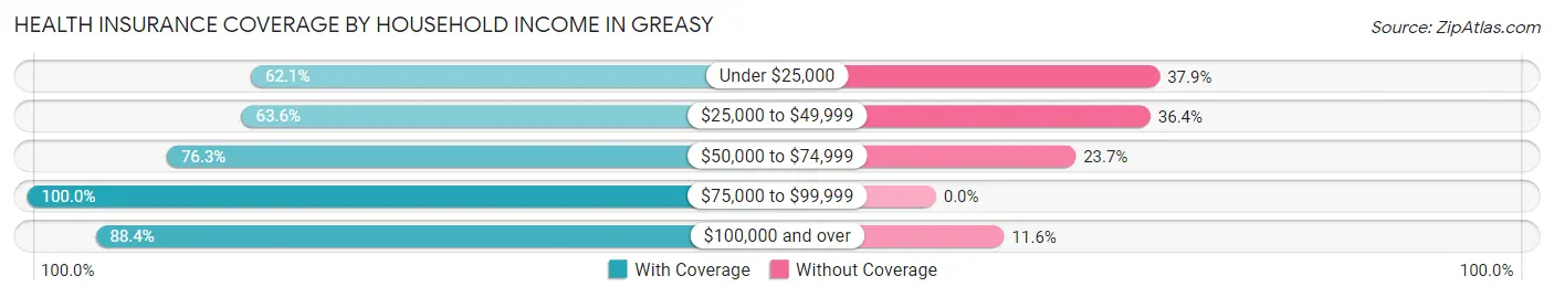 Health Insurance Coverage by Household Income in Greasy