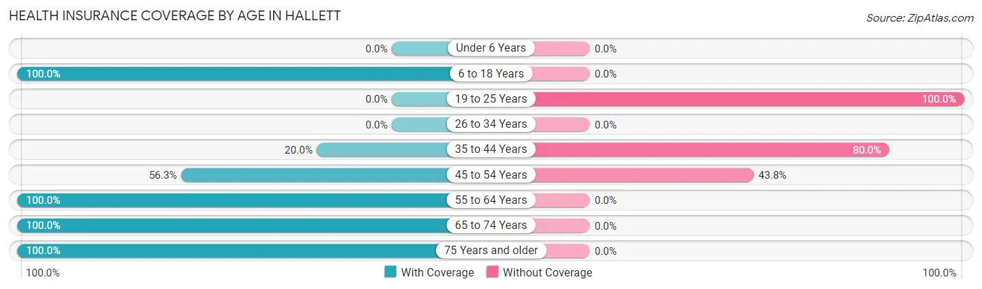 Health Insurance Coverage by Age in Hallett
