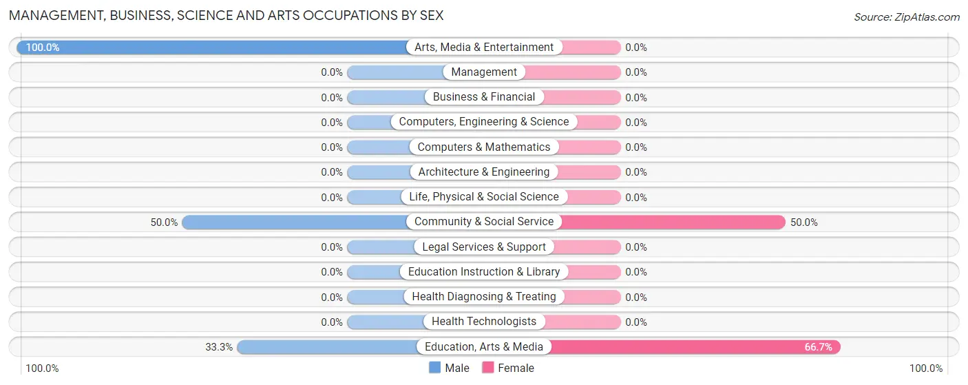 Management, Business, Science and Arts Occupations by Sex in Hendrix