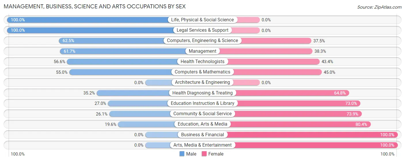 Management, Business, Science and Arts Occupations by Sex in Henryetta