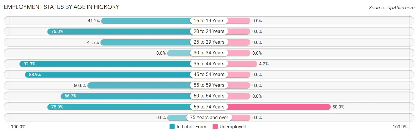 Employment Status by Age in Hickory