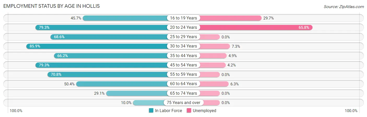 Employment Status by Age in Hollis
