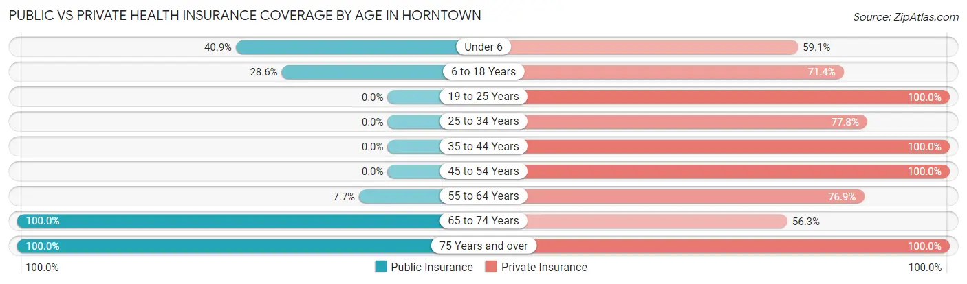 Public vs Private Health Insurance Coverage by Age in Horntown