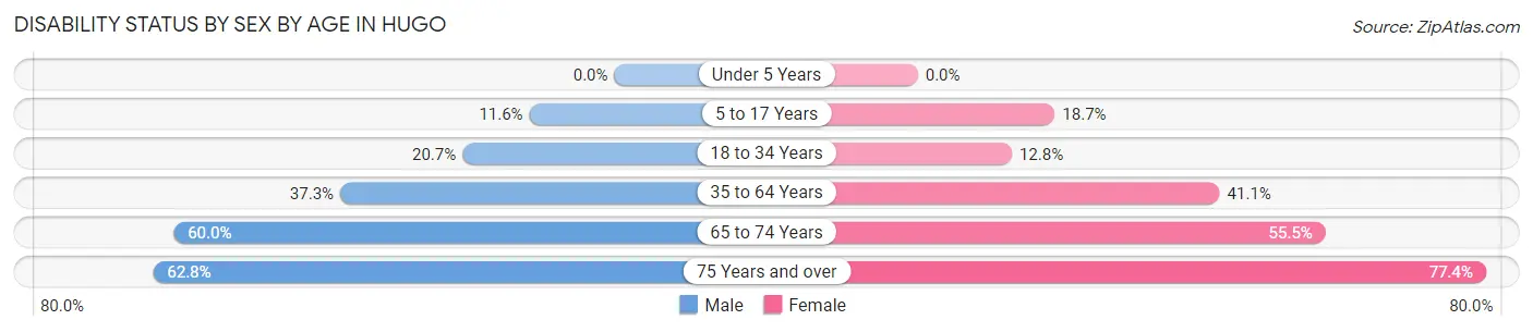 Disability Status by Sex by Age in Hugo