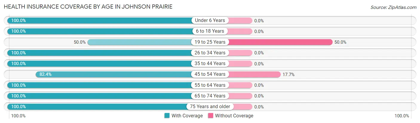 Health Insurance Coverage by Age in Johnson Prairie