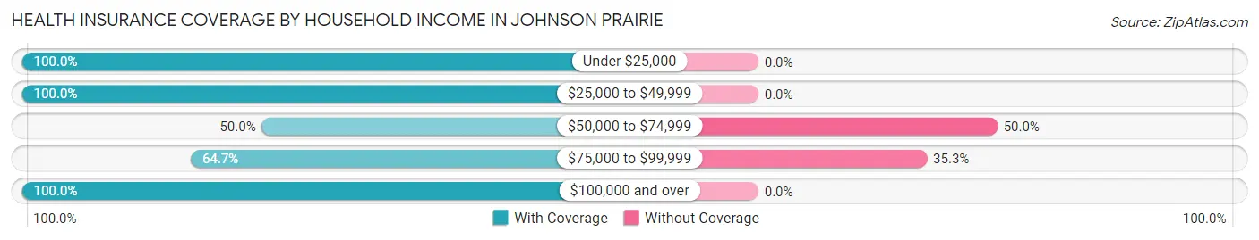 Health Insurance Coverage by Household Income in Johnson Prairie