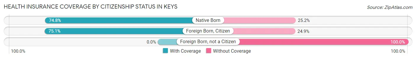 Health Insurance Coverage by Citizenship Status in Keys