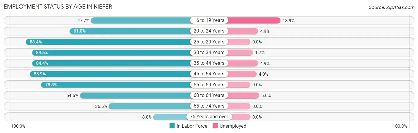 Employment Status by Age in Kiefer