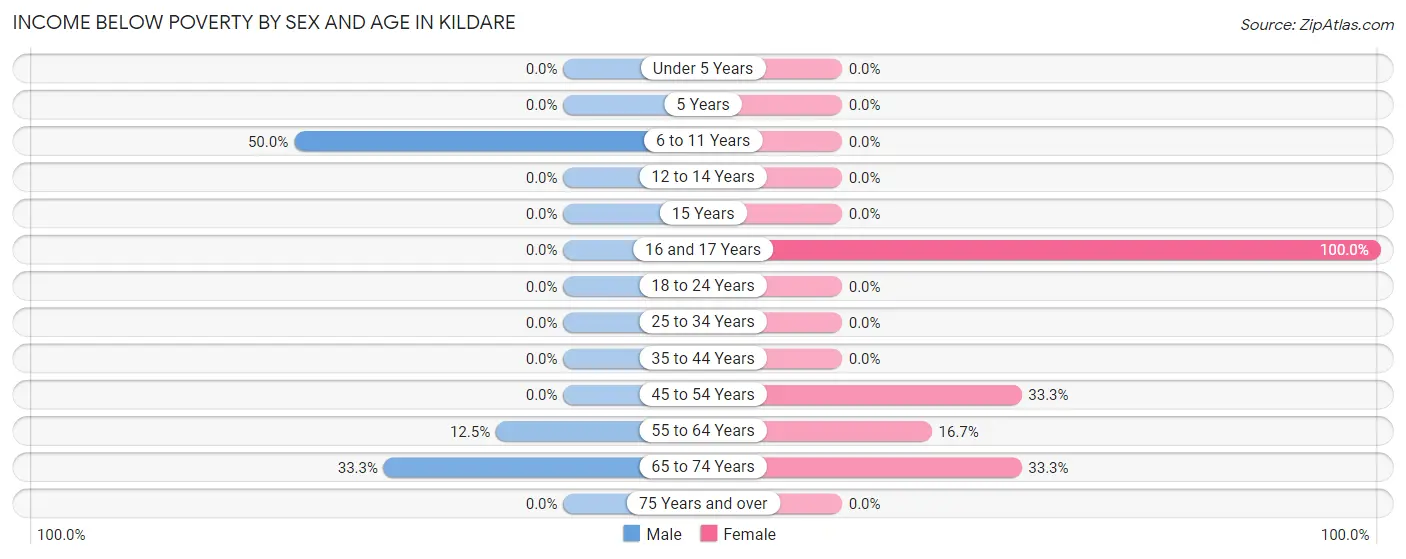 Income Below Poverty by Sex and Age in Kildare